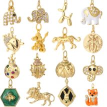 Cute Animals  Charms for Jewelry Making Supplies Dijes Diy Woman Bracelet Earrigns Necklace Gold Color Crystal Excellent Quality