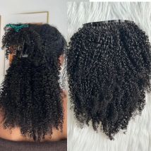 Afro Kinky Curly Clip ins Hair Extensions Human Hair Seamless PU Clip in Hair Skin Weft 7pcs /set 120g Full Head for Black Wome