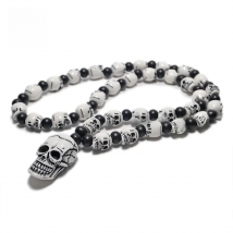 FX802 Hot Imitation bone necklace non-mainstream man sautoir skull beaded necklace Europe United States hip hop pendant necklace