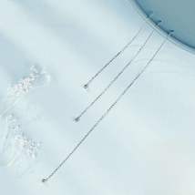 SOFTPIG Minimalist 925 Sterling Silver Dangle Drop Earrings For Women Fine Jewelry Glossy Bead Long Tassel Chain Pendientes