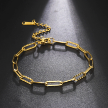 Simple Fashion Stainless Steel Gold Silver Color Bracelet Paper Clip Chain Bracelet for Women Men Christmas Gift