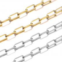 1Meter 7mm Width Stainless Steel Gold Tone Rolo Cable Hip-hop Punk Chains for Jewelry Making  Supplies  Wholesale Lots Bulk