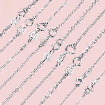 Rinntin 925 Sterling Silver Basic Women's Neck Chain Cable Bamboo Twisted Chain Fashion Side Bead Box Chain Necklace Jewelry