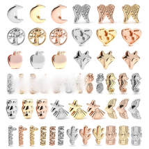 dinglly 5Pcs Love Map Wing Charm Fit 10mm Stainless Steel Mesh Bracelet Life Tree Beaded Fit Belt Bangle Accessories Beaded