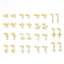 CANNER 925 Silver Spiral Whirlwind Horse Eye Stud Earrings For Women 18K Gold Double Star Zircon Puncture Earrings Fine Jewelry