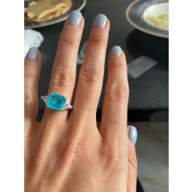 Silver Color Paraiba Tourmaline Birthstone Rings For Women Wedding Birthday Party Ring Ladies Fashion Jewelry Wholesale