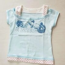 Y2k Casual Clothing Summer Kawaii Fake Two T-shirts Japanese Subculture Cartoon Printed Tees Women Sweet Cute Harajuku Crop Tops