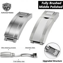Watchdives 16mm Watch Clasp Solid Stainless Steel Brushed Double Pull Button for 9mm Pin Adjustable Watch Folding Safety Buckle