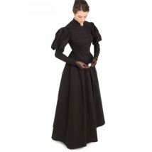 Victorian Mourning Dress Victorian Day Dress Black Bustle Dress Gothic Steampunk Ball Gown Dress