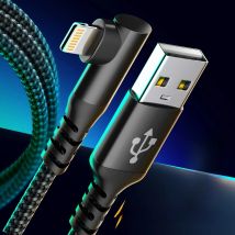 1PC 90 Degree for iPhone Charger 1m 2m 3m  [ MFi Certified] 1pack Right Angle Nylon Braided USB Lightning Cable for iPhone14