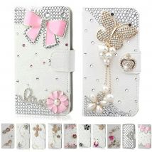 XSMYiss Fashion Bling Diamond Rhinestone Leather Flip Wallet Cover Phone Case For Iphone 16 15 14 13 12 11 Pro Max XR XS 16Pro