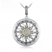 JewelryPalace Celestial Sun Cubic Zirconia 925 Sterling Silver Pendant Necklace for Women Girl No Chain Fashion Jewelry Gift