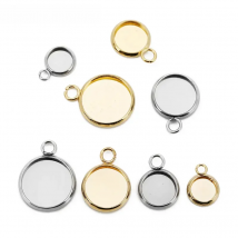 20pcs Stainless Steel Cabochon Cameo Settings 6mm 8mm 10mm 12mm Charms Pendants Base For Diy Jewelry Necklace Bracelets Making