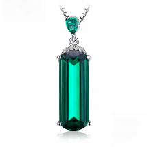 JewelryPalace Simulated Nano Green Emerald 925 Sterling Silver Pendant Necklace for Women No Chain