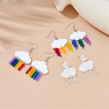 YAOLOGE Acrylic Lovely Clouds Rainbow Lightning Raindrops Drop Earrings For Women New Girls Cartoon Ear Jewelry Birthday Gifts