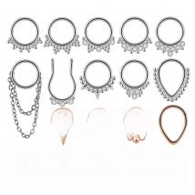 1PC 361L Surgical Steel Septum Zircon Hinged Clicker Hoop Nose Ring Tragus Cartilage Daith Piercing Helix Rook Earring Jewelry