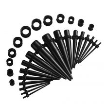 30pcs/lot UV Acrylic Ear Taper Plug with Silicone Ear Tunnels Plug Gauge Kit Ear Expander Stretcher Set Body Piercing Jewelry