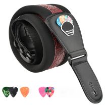 LEKATO LGS-2  Electric Guitar Strap Shoulder Belt Adjustable 3D Sponge Musical Belt Guitar Strap 3" Wide With Pick Holder