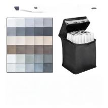 Ginflash Fine&Chisel Tipped Art Marker Gray Tones Brush Pen Sketch Alcohol Based Markers Dual Tip Manga Drawing Art Supplies
