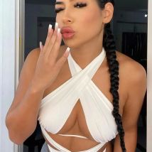 Chic Vest Y2k Halter Crop Tops Wrap Chest Corset Top Cropped Women Sleeveless Tank Top Summer Fashion White Streetwear Tee Shirt