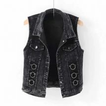 Fashion Denim Vest Female Spring Autumn Sleeveless Wild Tops Short Jacket Women Jean Waistcoat White Black Chaleco Mujer S-5XL