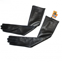 Super Long Sheepskin Gloves Women Leather Touch Screen Elbow Length Thin Silk Spring and Autumn Thick Velvet Lining Arm Sets