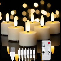 FPOO Led Candles With Rechargeable Artificial Led Electric Candle Timer Remote Flickering Flames Light For Holiday Home Decor