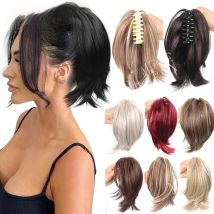 Straight Claw Clip Short Ponytail Synthetic Chignon Fluffy Messy Hair Bun Clip in Hairtail Extensions Natural Hairpieces Women
