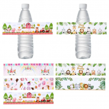 10pcs Jungle Animal Water Bottle Stickers Label Unicorn Farm Wild One Birthday Party Bottle Wraps