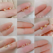 Simple Butterfly Mini Small Flower Crown Heart Stud Earring for Women Cartilage Helix Tragus Piercing Tiny Star