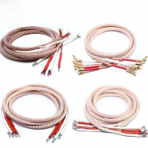 1Pair Audio Line XSSH Hi-end DIY HIFI Gold Rhodium Plated Y Spade to Banana Plug 12TC 24 Core OCC Pure Copper Speaker Cable Wire