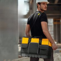 WINHUNT Heavy-Duty Tool Bag with Wide Mouth & Waterproof Base - Adjustable Shoulder Strap, Durable Polyester, Yellow/Black