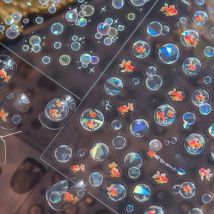 Bubble Goldfish 5D Nail Art Stickers Shiny Pearlescent Shell Glow Underwater Self Adhesive Dreamy Ocean Theme Manicure Decals