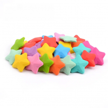 LOFCA 5pcs Star Silicone Beads Soft teether Star Shape BPAFREE Baby Diy Jewelry Bracelet  Necklace and Pendant Making Oral Care