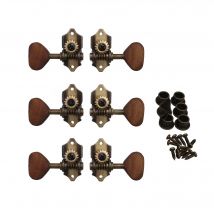 Yibuy Vintage Acoustic Guitar String Tuning Pegs Guitar Tuners Machine Head Wood Handle 3R3L Open Style Bronze Pack of 6
