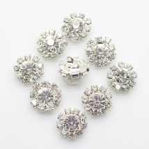 TYNUOMI 10Pcs 12mm Silver Metal Crystal Rhinestone Shank buttons for Clothing Sewing Shirt DIY Jewelry Holiday Decorations