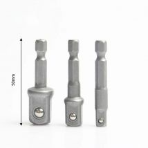 3pcs/set Chrome Vanadium Steel Socket Adapter Hex Shank to 1/4" 3/8" 1/2" Extension Drill Bits Bar Hex Bit Set Power Tools