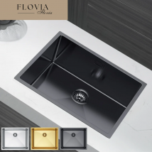 Lavello grande a vasca singola 54x44 cm – Acciaio inossidabile, Design con scarico a X, con tubo di scarico, Inox, Oro, Grafite tra cui scegliere