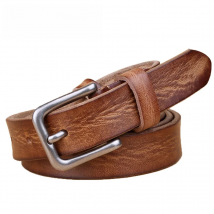 MaiKun Thin Belts for Women Unisex Genuine Leather Belt Female Metal Pin Buckle Belt