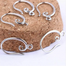 Wholesale 20PCS Fashion Jewelry Findings Genuine 925 Sterling Silver Earrings For Women Smooth Hook Ear For Design DIY