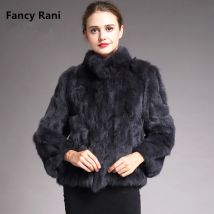 Fancy Rani Cappotto di pelliccia di coniglio naturale Giacca invernale da donna Vera pelle e pelliccia Promozione Abbigliamento da donna Capispalla femminile con 2025 freddo