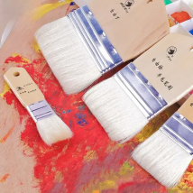 Maries Flat Goat Hair Short Wooden Handle Hake Paint Brush Scrubbing Painting Brush For Gouache Acrylic Oil Painting Art