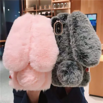 JAVY Plush Rabbit Cute Warm Phone Case Fur Cover For Iphone 17 Pro Max 16 16e 15 14 13 12 11 X XR XS 13 mini Furry Fluffy Cover