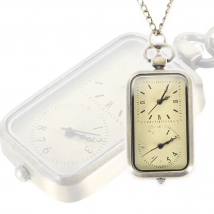 Steampunk Pocket Watch Dual Double Time Zone Movement Necklace Chain Clock Rectangle Dial Vintage Quartz Watches  LL@17