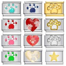 Cute Kawaii Bear Paw Cat Paw Print Italian Charm Link Fit 9mm Stainless Steel Jewelry Gifts DIY Making Fashion Bracelets Beads