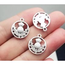 Scotland Flower Pendants Antique Silver Plated Thistle Charms For DIY Keychain Supplies Wholesale Jewelry Making Accessories
