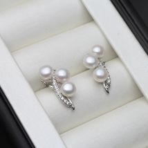 Real Silver 925 White Pearl Earrings Woman,Natural Freshwater Stud Earrings With Pearls Wife Mother Gifts Drop Shipping