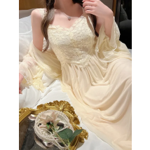 Autumn Lace Strap Dresses for Women 2022 Sweet Vintage Korean Style Long Party Dresses Elegant Casual Women's Dresses Designer