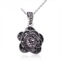 Ajojewel Vintage Necklace Women Black Rhinestone Flower Pendants & Necklaces Original Jewelry Wholesale