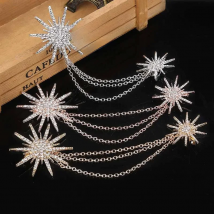 European brooch octagonal chain one-piece brooch snowflake corsage tassel silk scarf buckle brooch accessories